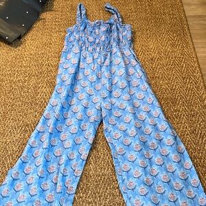 Zara girls Blue Floral Jumpsuit